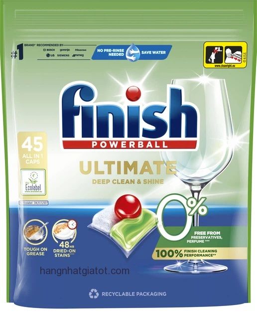 Viên rửa bát  Finish Ultimate ECO 0% 45 Viên- CHÂU ÂU